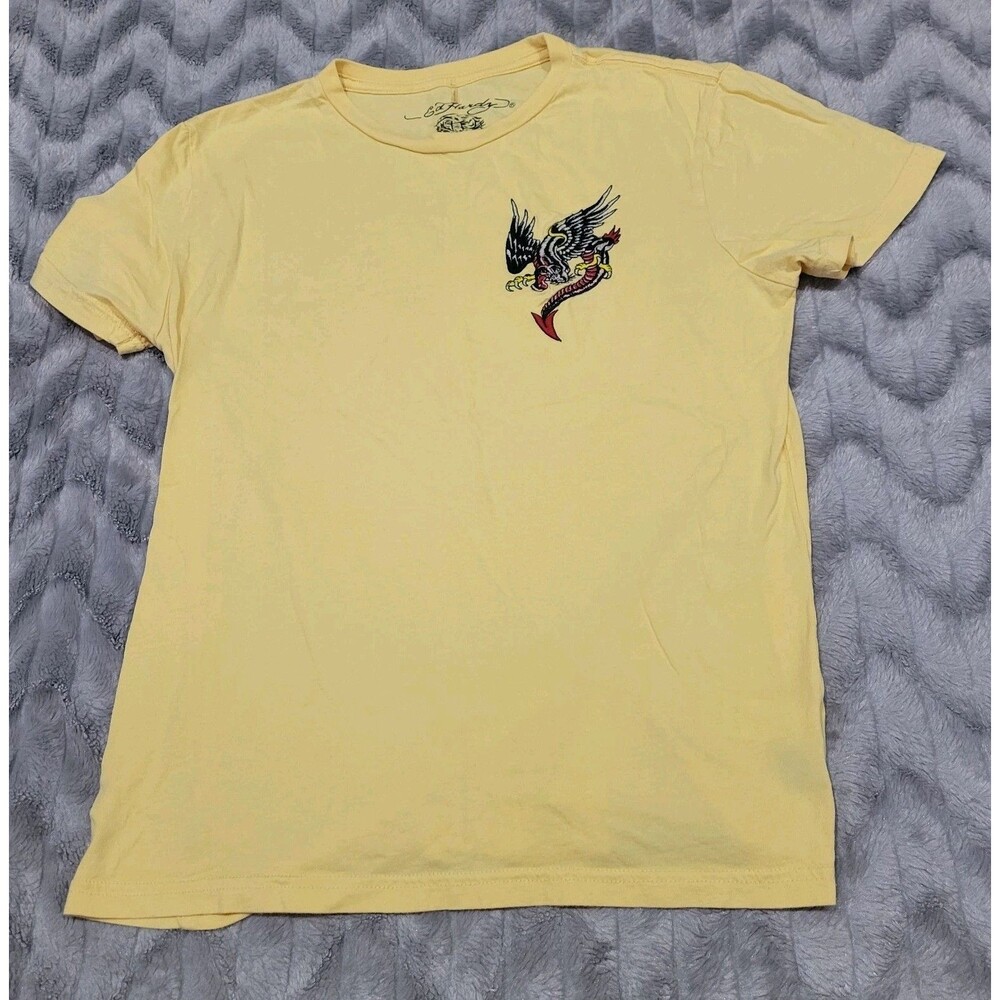 Ed Hardy Y2K Style Womens Juniors M Gryphon Dragon Yellow T Shirt